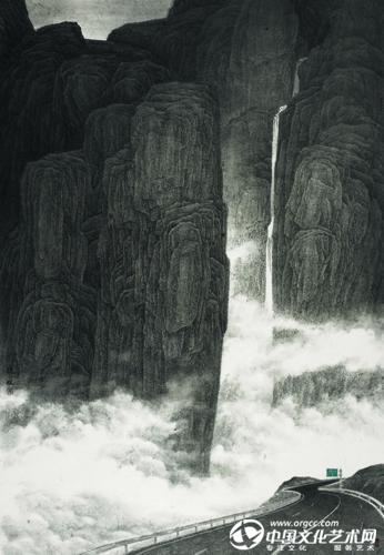 刘龙耀 紫气东来 纸本238X160CM，2011年