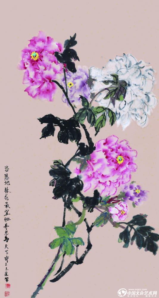 国画家王玉凤牡丹作品《洛阳地脉花最宜》