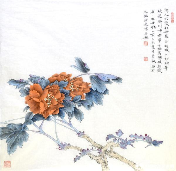 画家吴惠敏花鸟作品《和人不爱牡丹花》