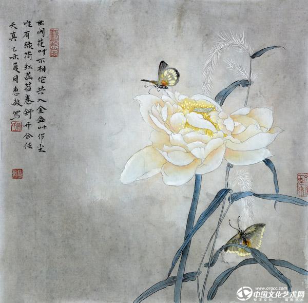 画家吴惠敏花鸟作品《世间花叶不相伦》