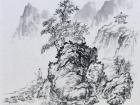 书画家左鲁献山水作品《扶杖归隐》