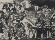 魏廣君 山西祁縣來遠鎮寫生之四 24x50cm  2015卡版