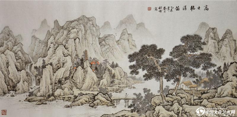 高士听瀑图