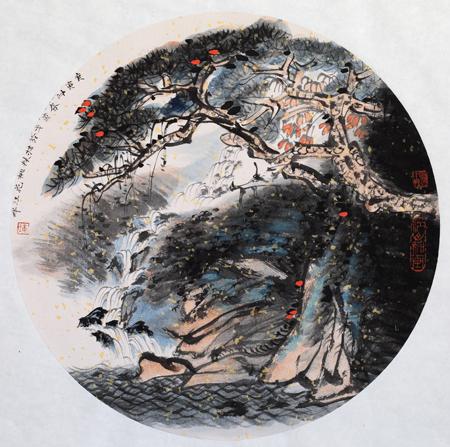 山水扇面33cmx33cm 2010年