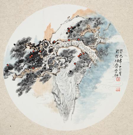 山水扇面33cmx33cm 2013年