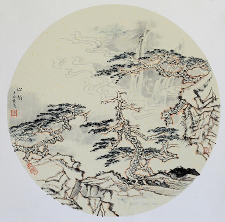 山水扇面33cmx33cm 2012年