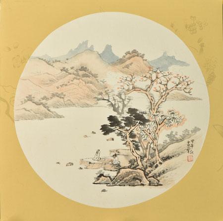 山水扇面33cmx33cm 2014