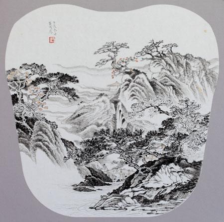 山水扇面33cnx33cm  2012 年