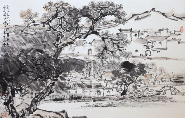 宏村写生64cmx44cm 2012年