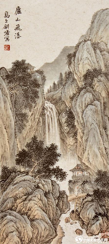 （7）魏剑峰绘《庐山飞瀑》图