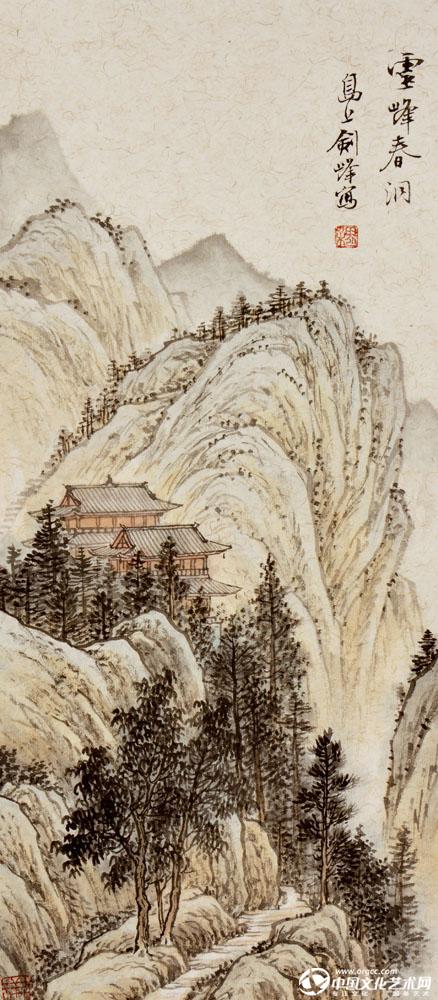 （15）魏剑峰绘《灵峰春洞》图