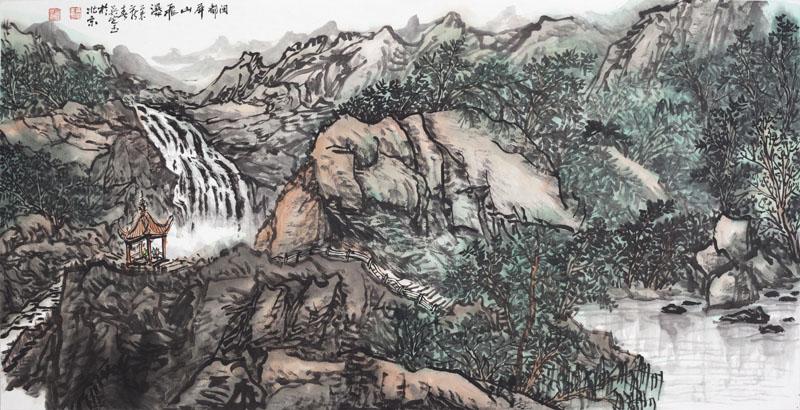 《闽都屏山飞瀑》