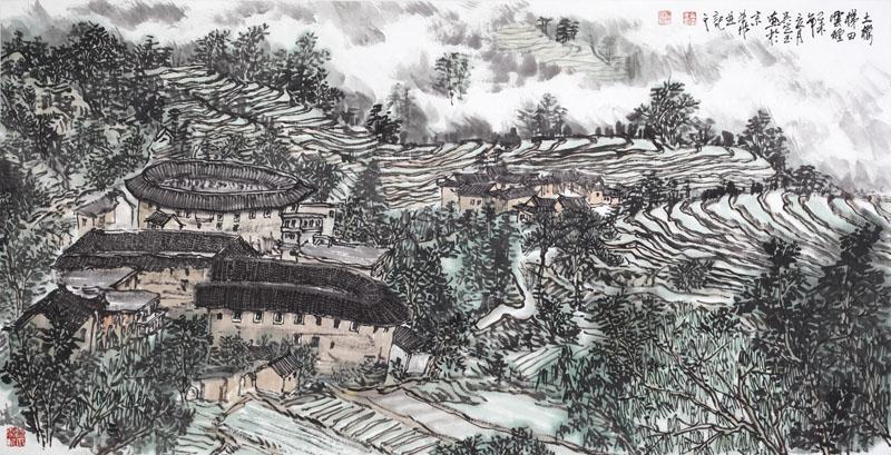 《土楼梯田云烟》