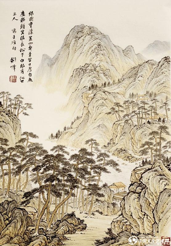魏剑峰绘诗情画意之009唐-王维-与卢员外象过崔处士兴宗林亭