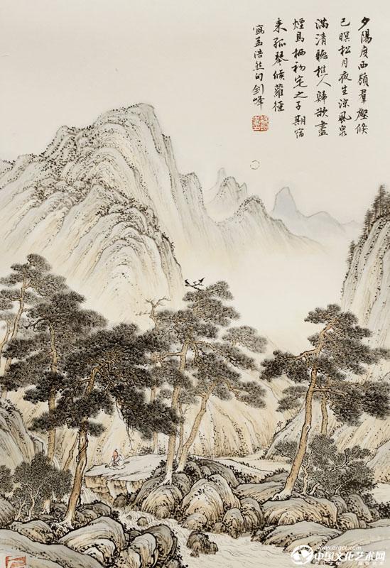 魏剑峰绘诗情画意之015唐-孟浩然-宿业师山房期丁大不至
