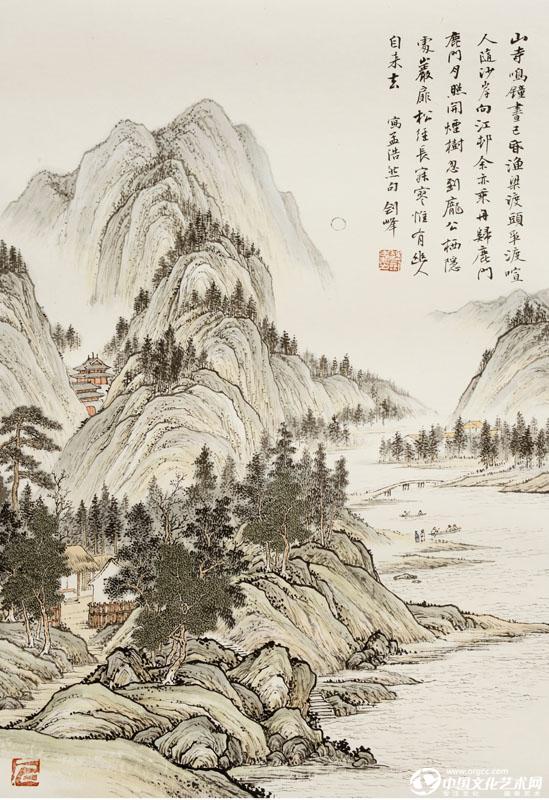 魏剑峰绘诗情画意之017唐-孟浩然-夜归鹿门山歌