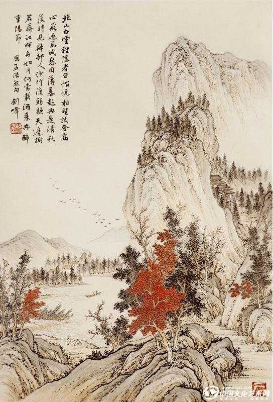 魏剑峰绘诗情画意之019唐-孟浩然-秋登兰山寄张五 