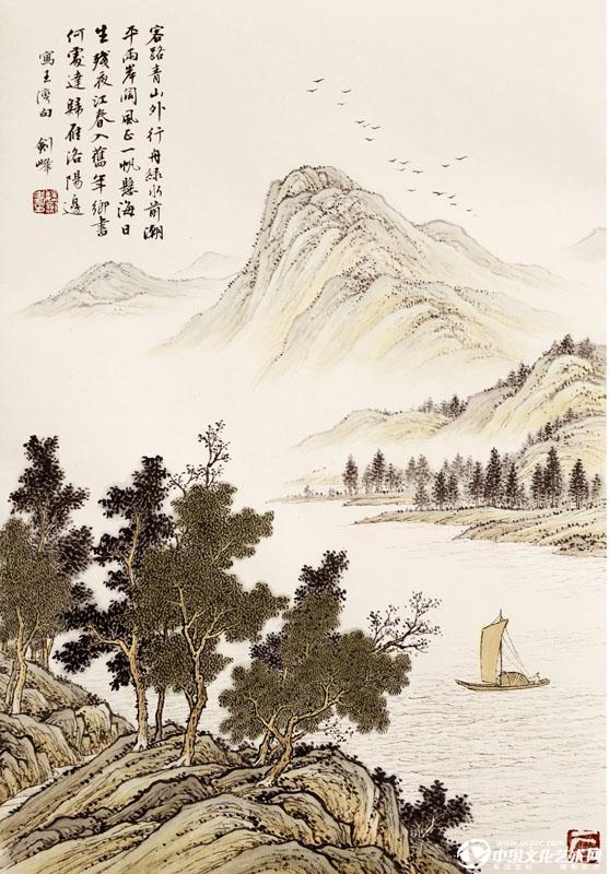 魏剑峰绘诗情画意之054唐-王湾- 次北固山下