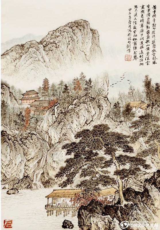 魏剑峰绘诗情画意之070唐-刘沧-秋日山寺怀友人