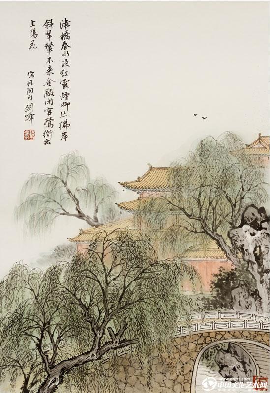 魏剑峰绘诗情画意之072唐-雍陶-天津桥望春