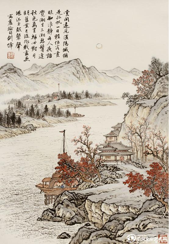 魏剑峰绘诗情画意之077唐-卢纶-晚次鄂州