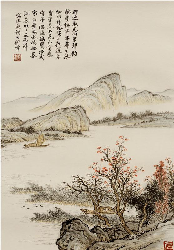 魏剑峰绘诗情画意之082唐-温庭筠-西江上送渔父