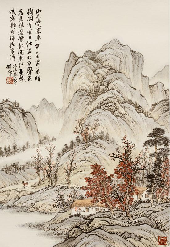 魏剑峰绘诗情画意之083唐-温庭筠-早秋山居