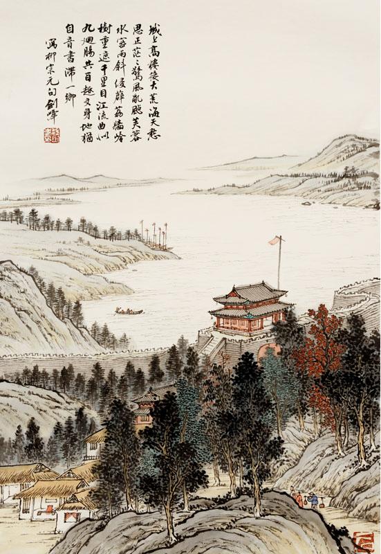 魏剑峰绘诗情画意之097唐-柳宗元-登柳州城楼寄漳汀封连四州副本