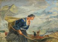 董希文 《苗女赶场》 布面油画 1942