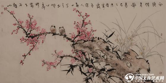 画家黄山花鸟作品《白头偕老图》