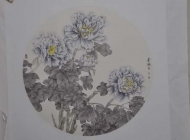 工筆牡丹扇面+013
