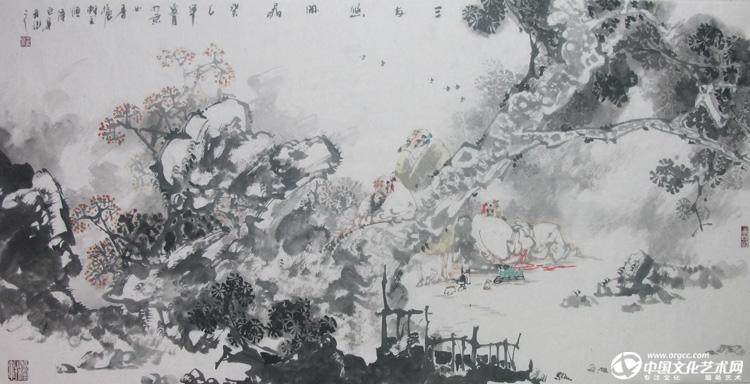 三友悠闲图