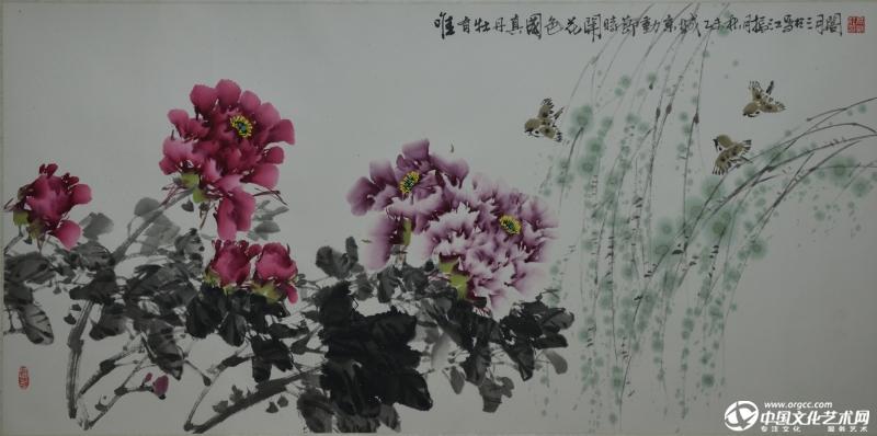 画家高振江国画作品《花开时节动京城》
