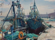 《石岛渔港》 王铁牛 50×60cm