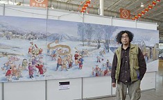<b>刘铁飞</b>与他的油画长卷《中国梦、百子夺冠》