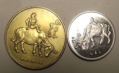 29年前春晚纪念币：<b>形状</b>似硬币 背面为《归牧图》