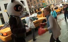 疯狂的街头艺术 艺术家身穿<b>熊猫</b>服求揍