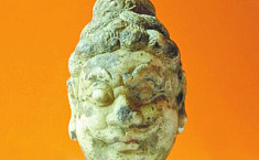 唐代彩绘汉<b>白玉</b>石雕天王头像 源自古代的美