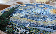 艺术家用60小时创造梵高《<b>星空</b>》的刺绣版