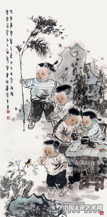 天趣无尘语自通138cm×69cm 纸本2014年