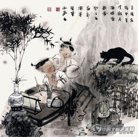 自欣亦痴69cm×69cm 纸本2014年