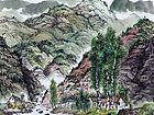 书画家左鲁献山水作品《深山人家》