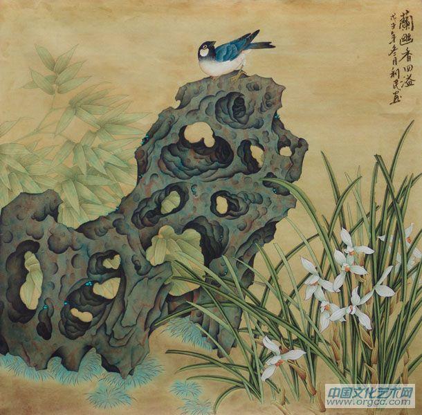 画家康利民花鸟作品《蘭幽香四溢》