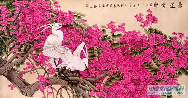 画家康利民花鸟作品《鹭还梦乡》