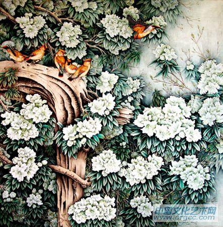画家康利民花鸟作品《浓花荫》