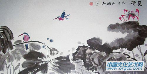 国画《夏荷》