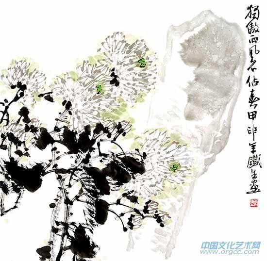 画家索铁生花鸟作品《独傲西风不争春》