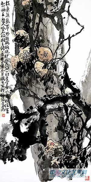 画家索铁生花鸟作品《石榴》