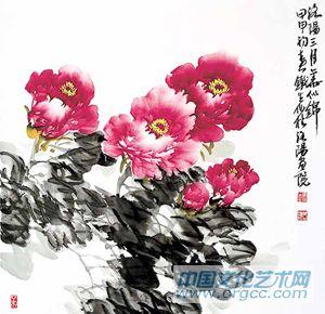 画家索铁生花鸟作品《洛阳三月花似锦》