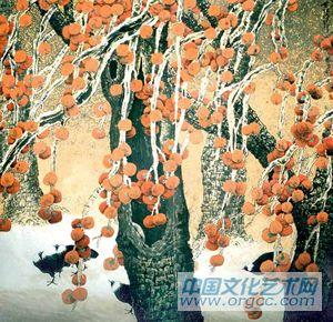 画家索铁生花鸟作品《金秋时节》